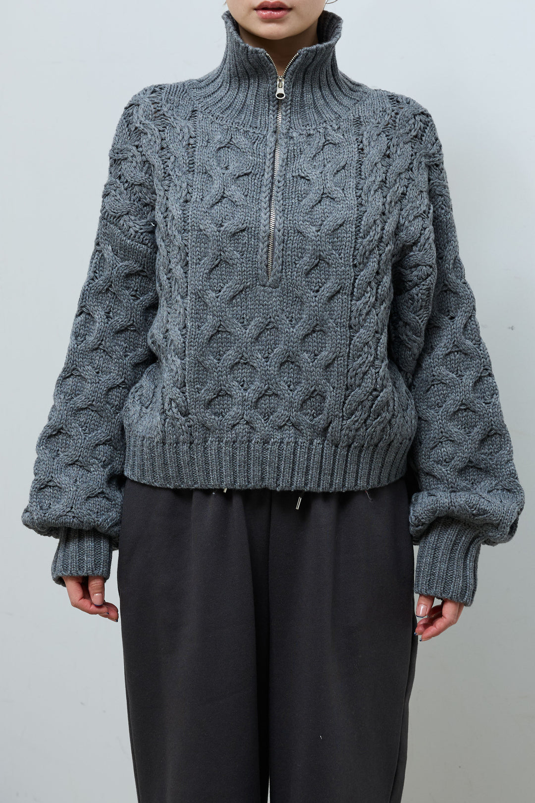 [予約]バルキーケーブルハーフジッププルオーバー