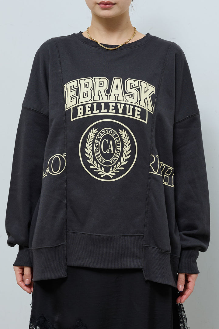 [予約]カレッジプリントリメイク風スウェット