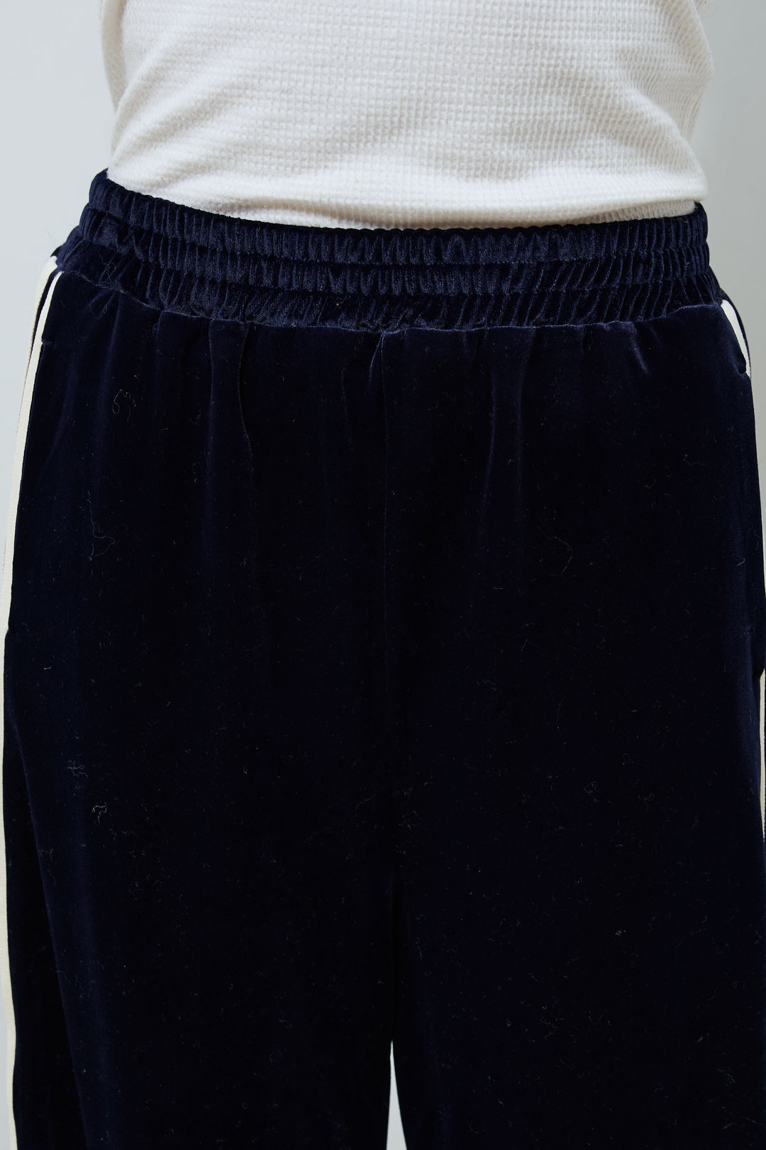 [予約/SET]ブークレー×ジョーゼットリボンニット+ベロアサイドラインイージーパンツ(2set)