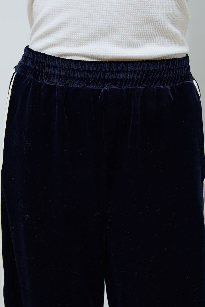 [予約/SET]ブークレー×ジョーゼットリボンニット+ベロアサイドラインイージーパンツ(2set)