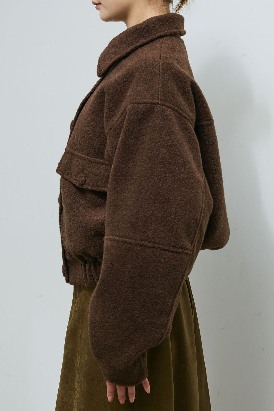 [予約/SET]ソフトシャギー ブルゾン+スウェット切り替えデニムパンツ(2set)