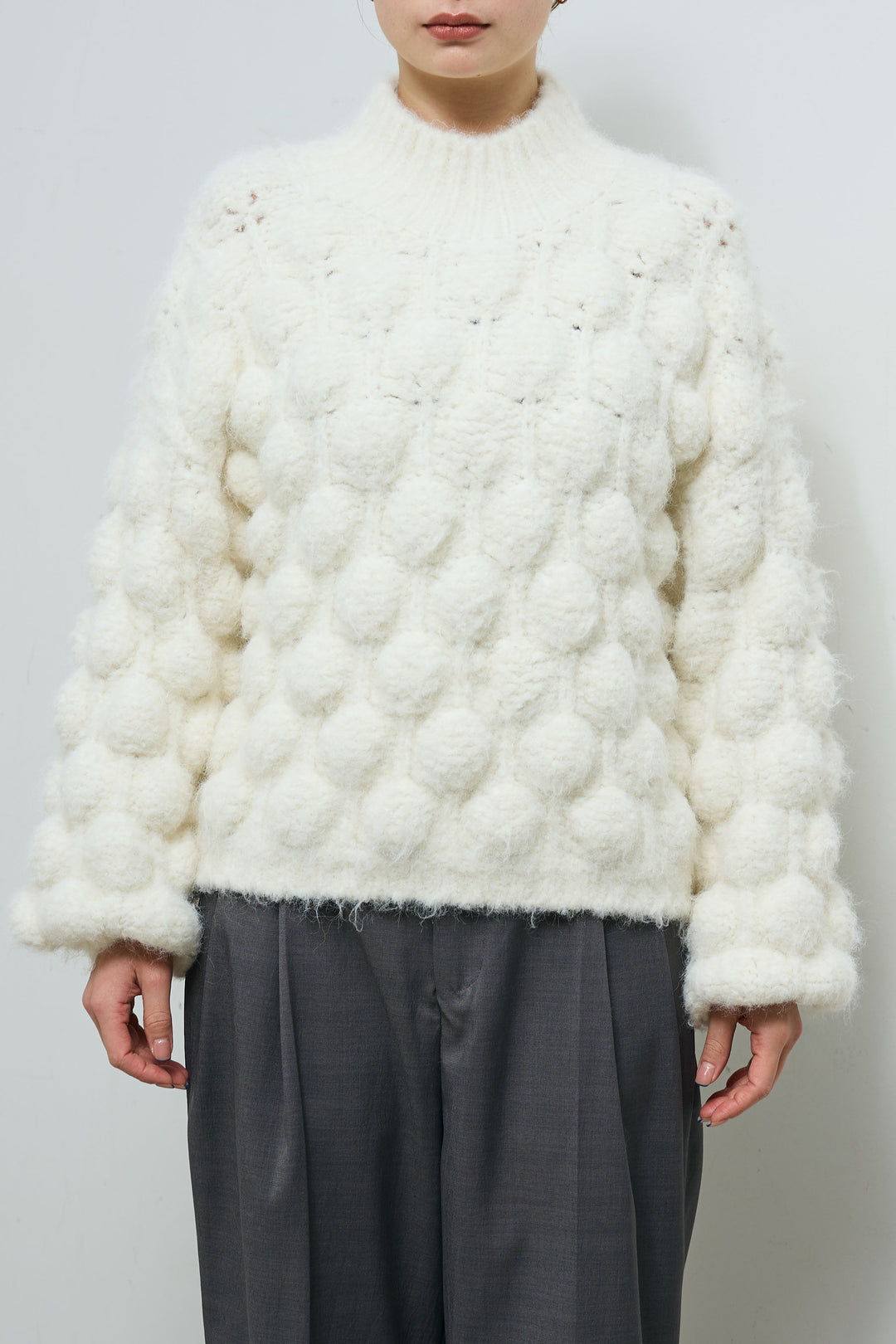 [予約/SET]テクスチャーハイネックニット+TRツイルスプリングカラータックパンツ(2set)