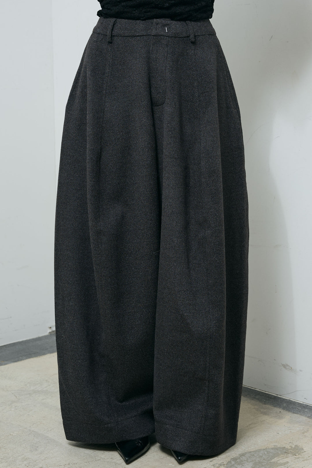 [予約/SET]起毛シャギーカーディガン+ウールタッチカーブワイドパンツ(2set)