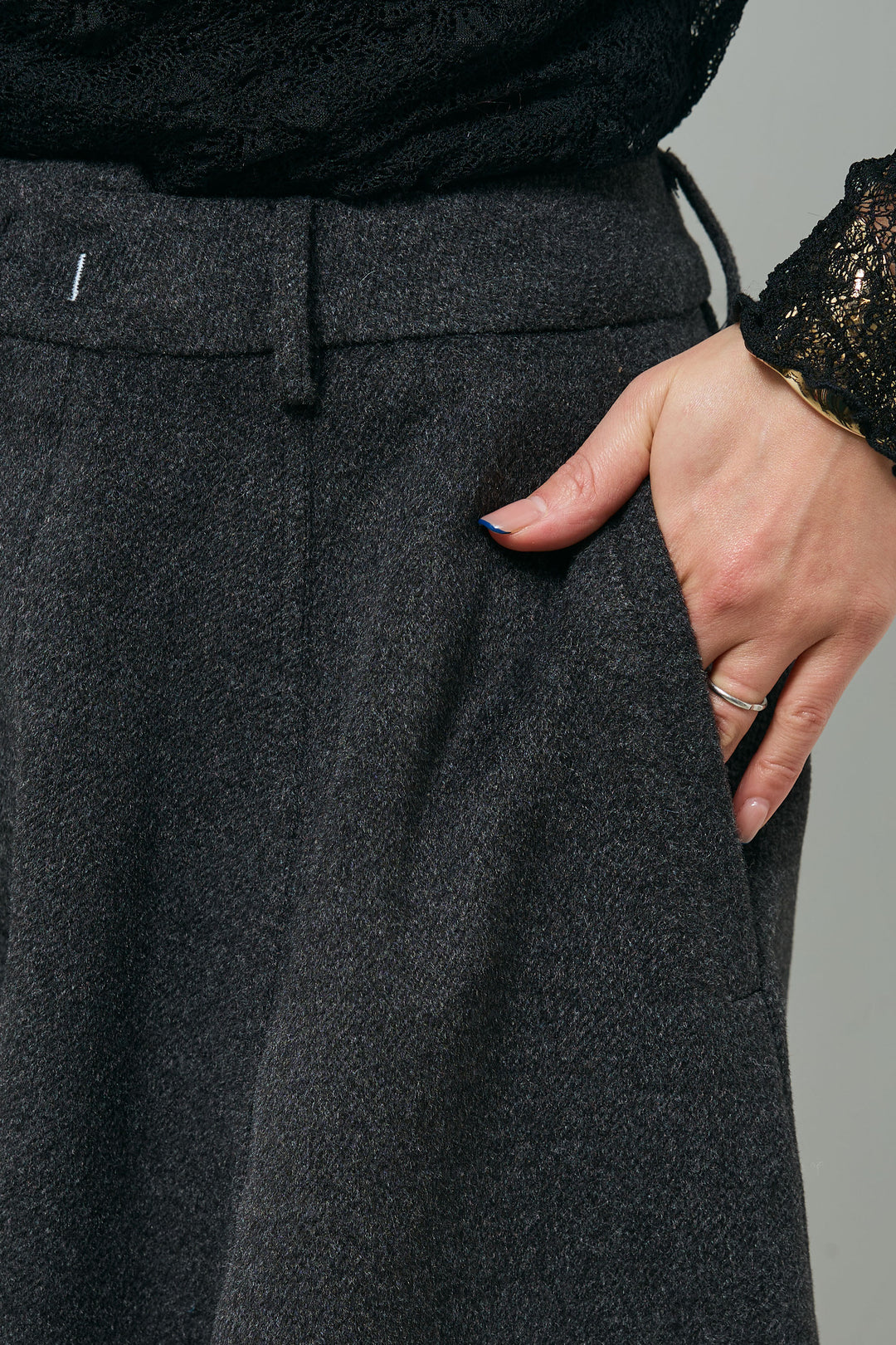 [予約/SET]起毛シャギーカーディガン+ウールタッチカーブワイドパンツ(2set)