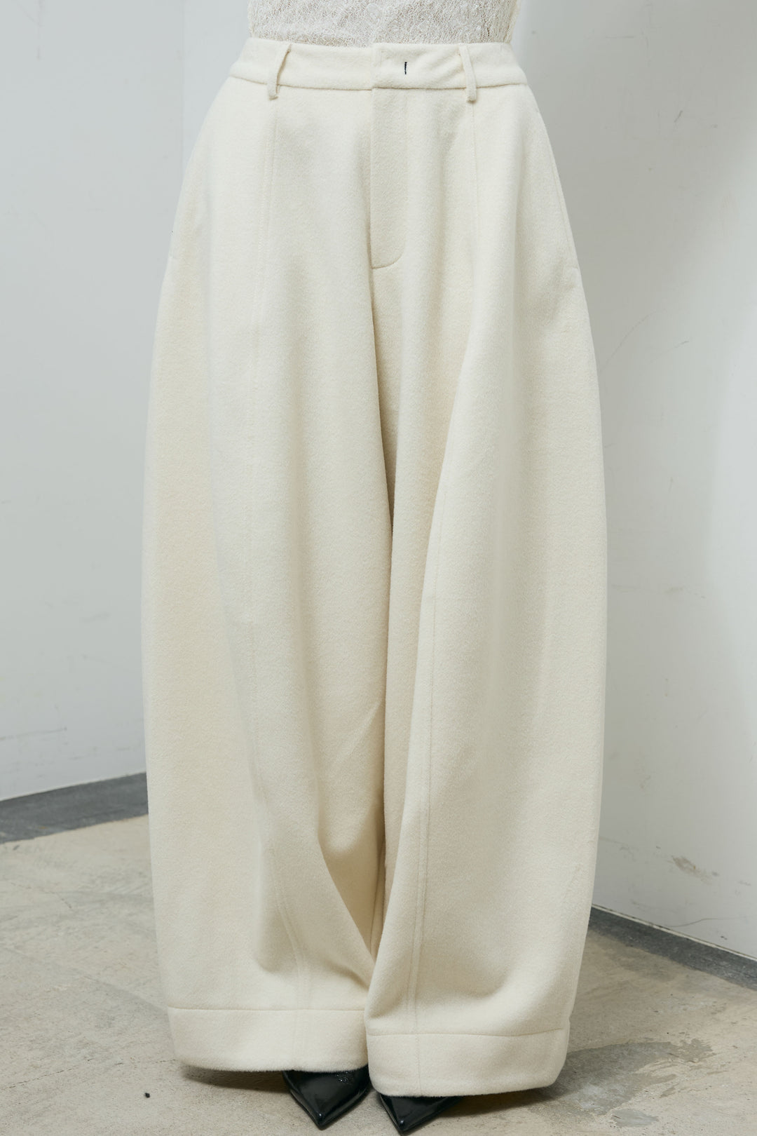 [予約]ウールタッチカーブワイドパンツ