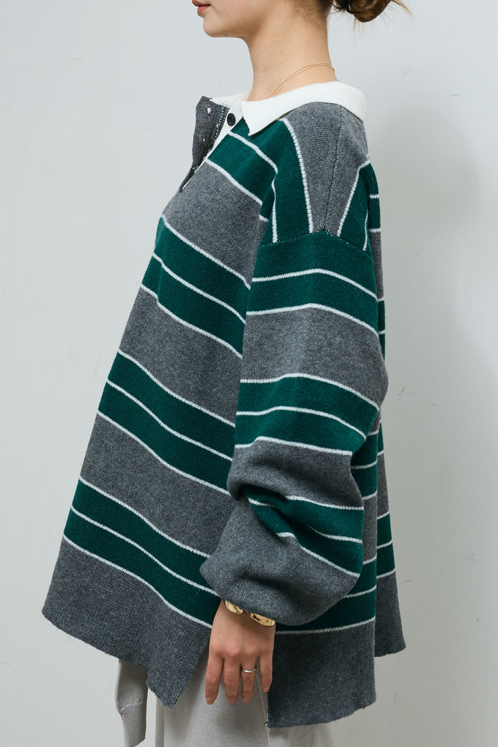 [予約]ラガーニットボーダーポロPO