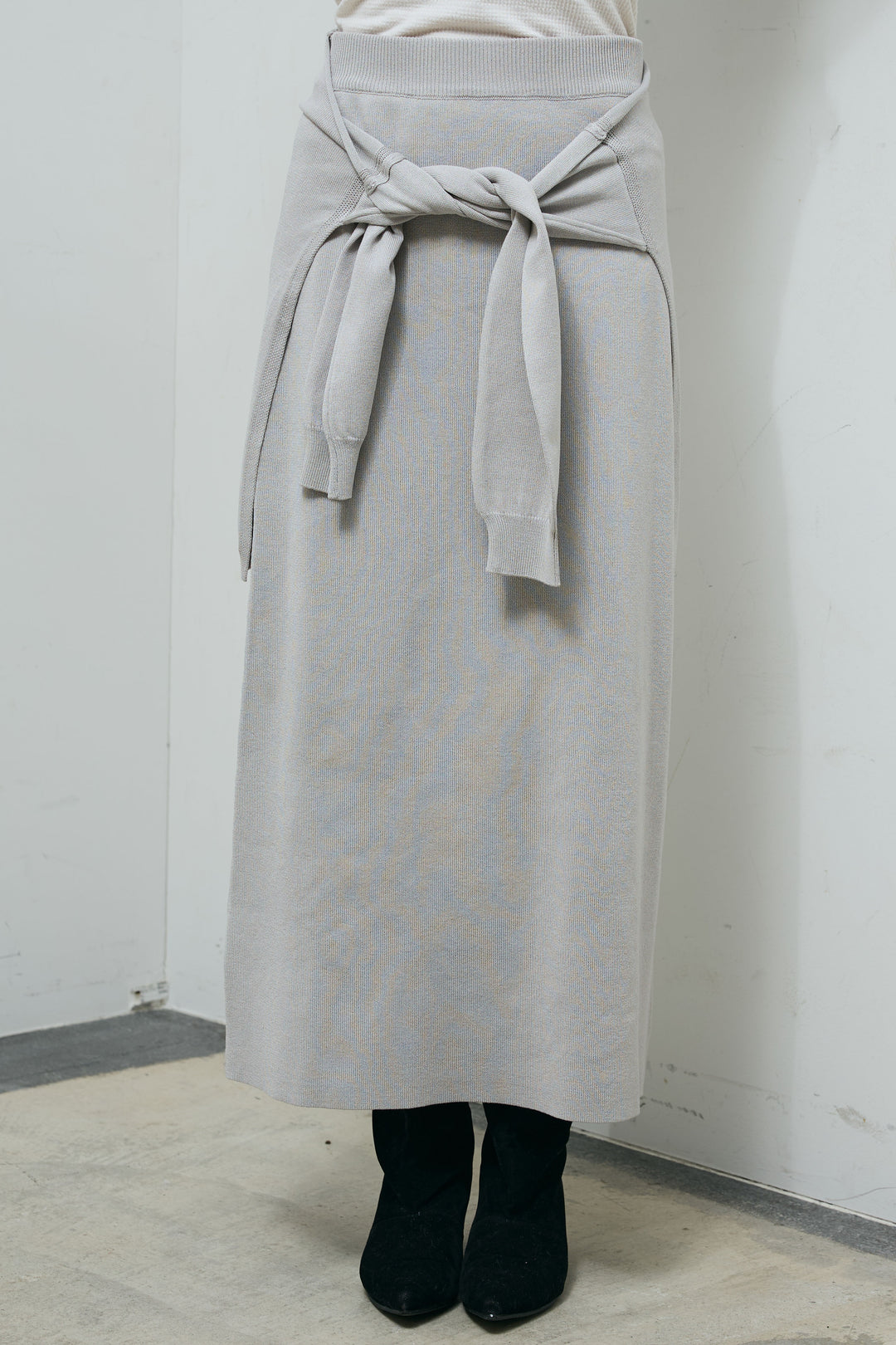 [予約/SET]ラガーニットボーダーポロPO+ウエストラップニットスカート(2set)