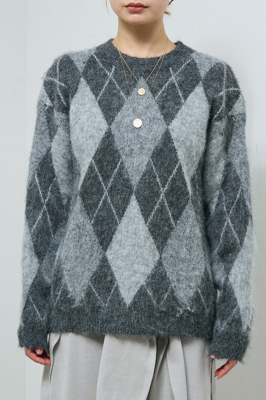 [予約]アーガイルクルーネックニット