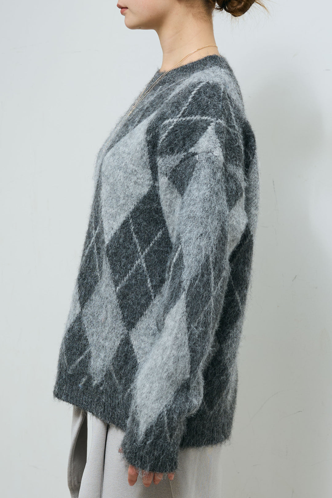 [予約/SET]アーガイルクルーネックニット+ウエストラップニットスカート(2set)