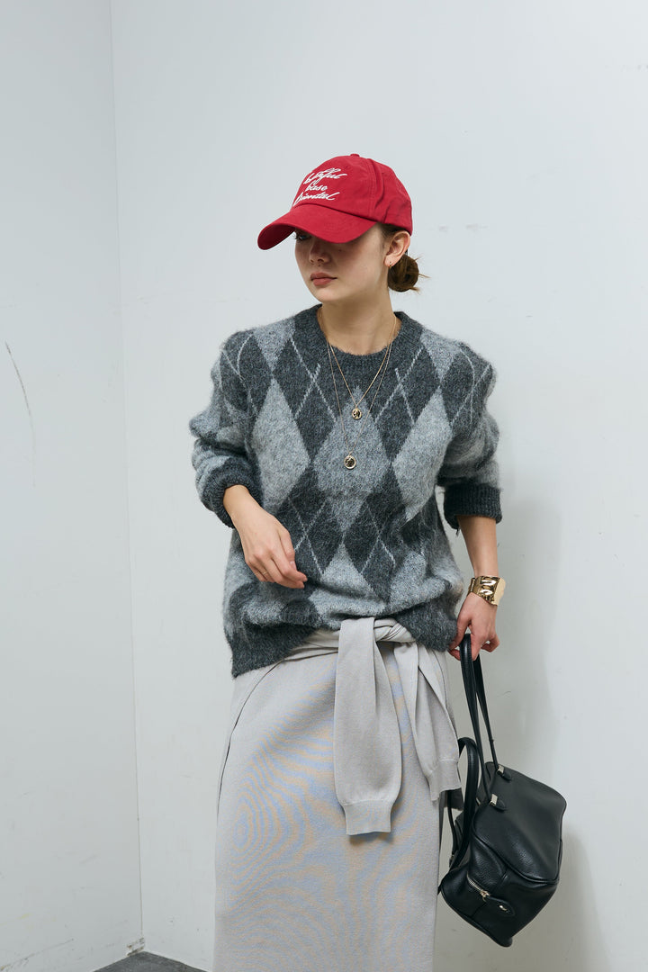 [予約]アーガイルクルーネックニット