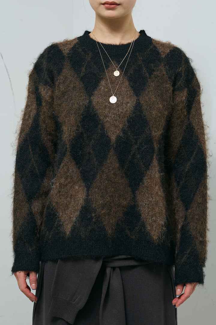 [予約]アーガイルクルーネックニット