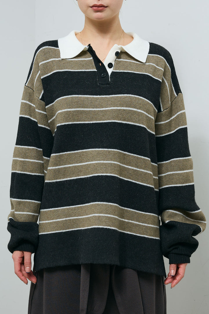 [予約]ラガーニットボーダーポロPO