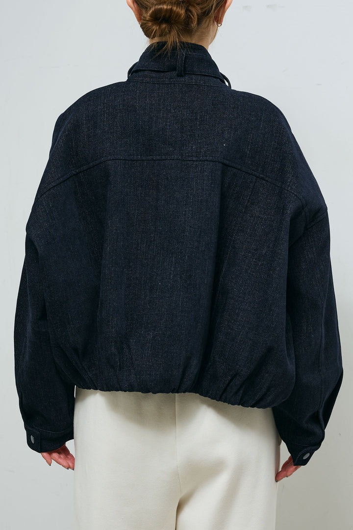 [予約/SET]起毛タッチバルーンデニムブルゾン+裏起毛スウェットワイドパンツ(2set)