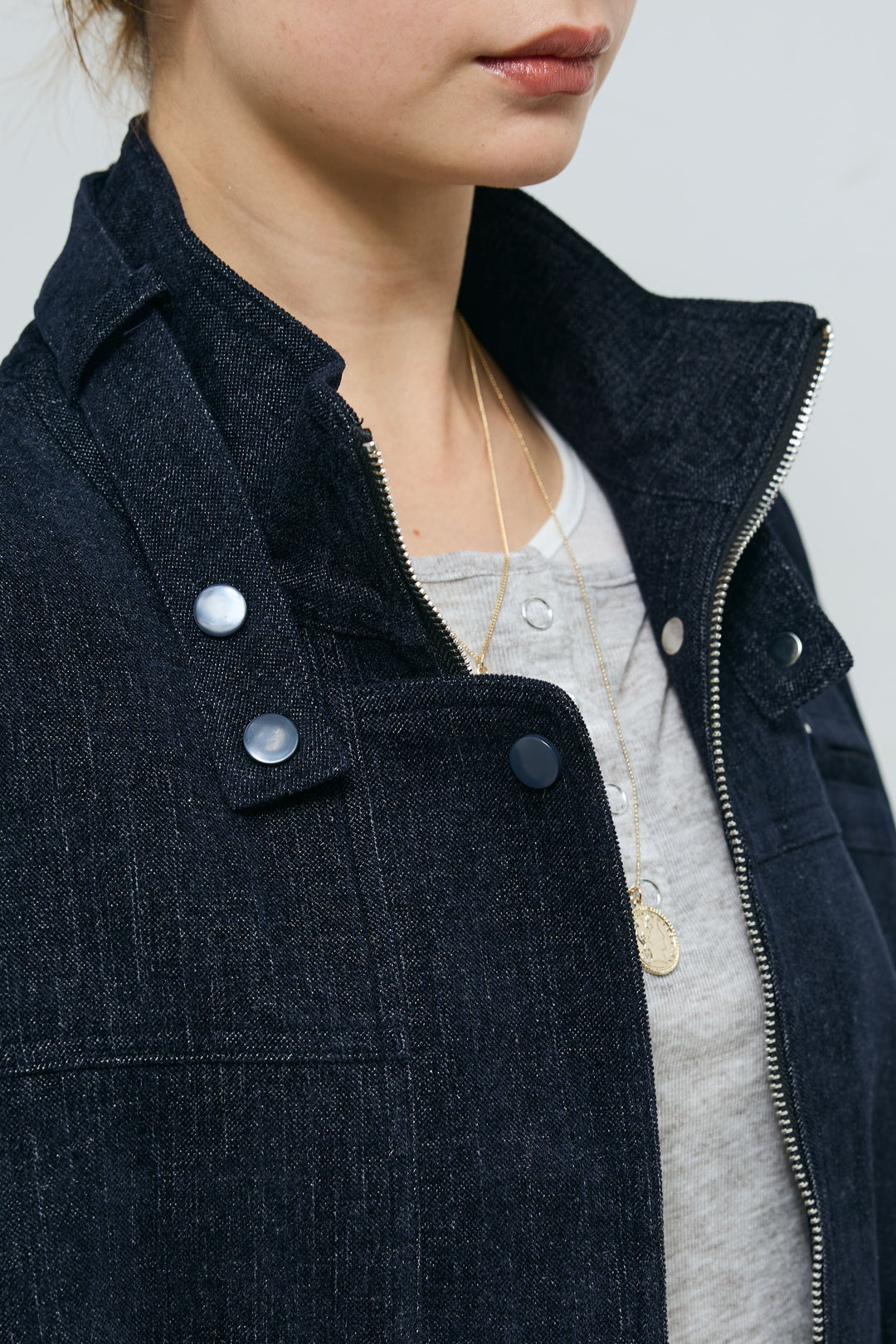 [予約/SET]起毛タッチバルーンデニムブルゾン+裏起毛スウェットワイドパンツ(2set)