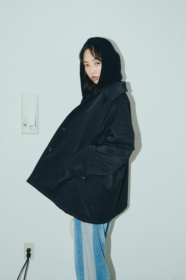 [予約/SET]キルトライニングAライントレンチ+アルパカタッチフライトニットキャップ+スウェット切り替えデニムパンツ(3set)