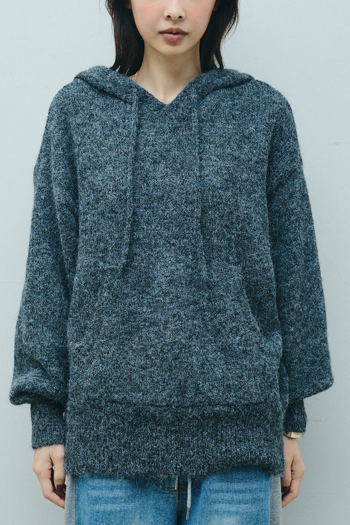[予約/SET]ニットフーディ+カラーストライプ2WAYウエストシェイプシャツ+ストレッチフェイクレザーハーフパンツ(3set)