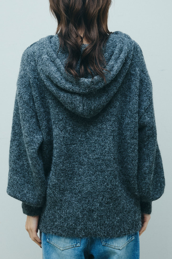 [予約/SET]フェイクレザーオーバーサイズブルゾン+ニットフーディ(2set)