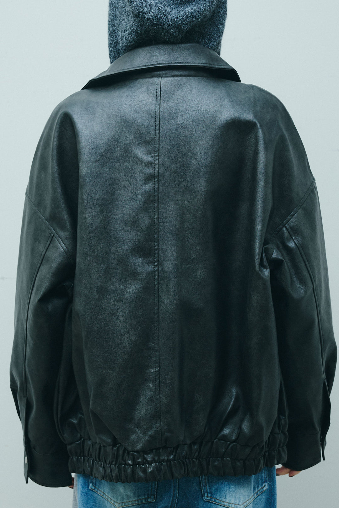 [予約]フェイクレザーオーバーサイズブルゾン