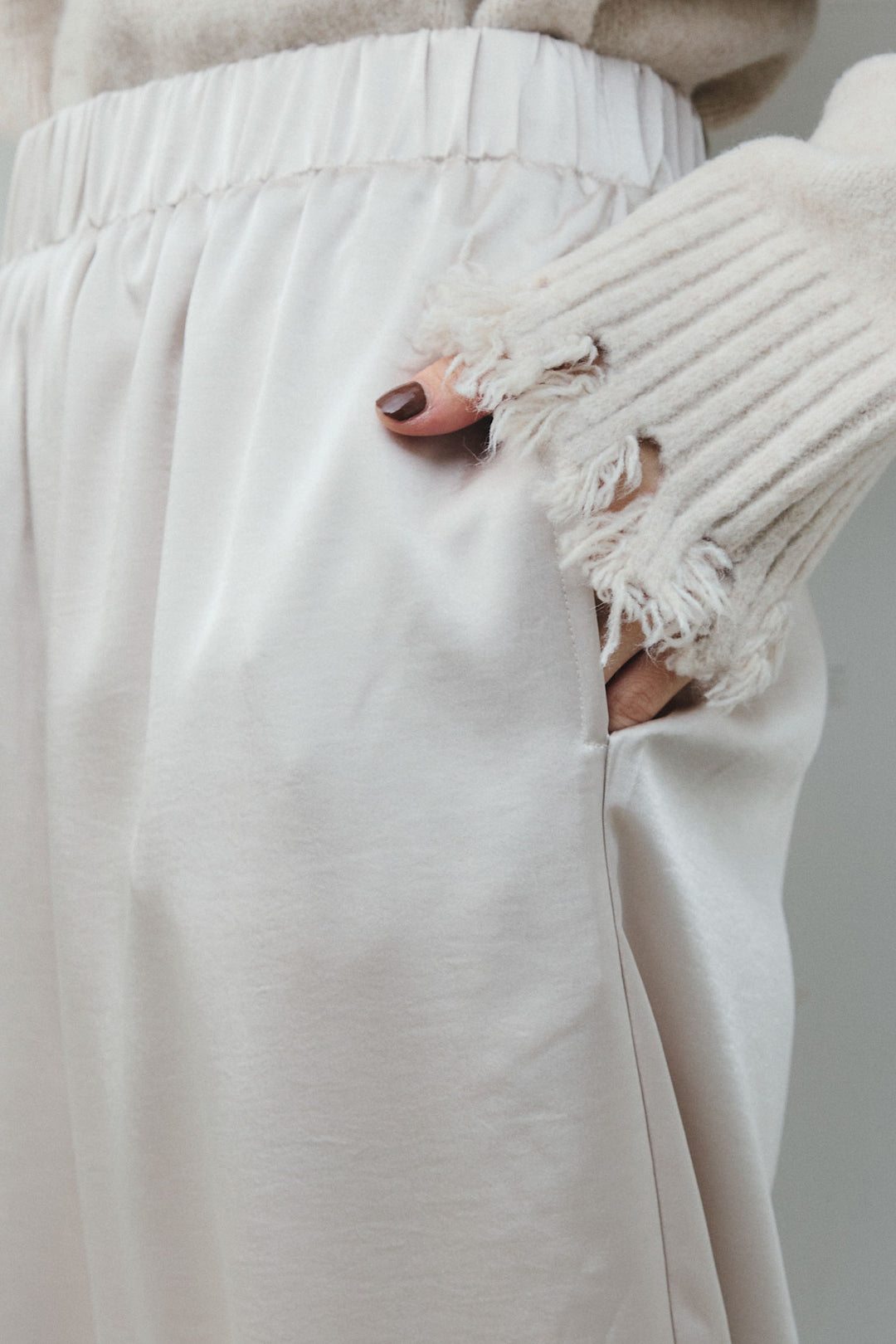 [予約]サテンワイドタックパンツ