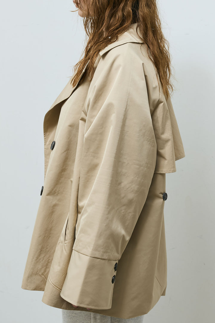 [予約/SET]ナイロンショートトレンチコート+スウェットフレアパンツ(2set)