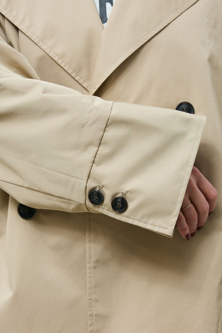 [予約/SET]ナイロンショートトレンチコート+スウェットフレアパンツ(2set)