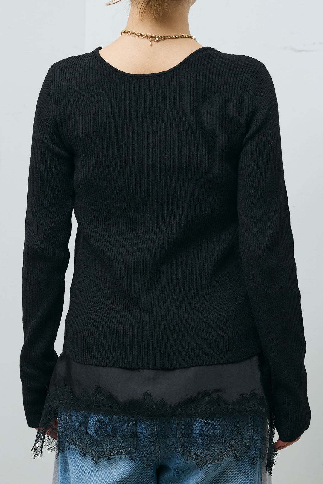 [予約]レースアップ2wayリブニット