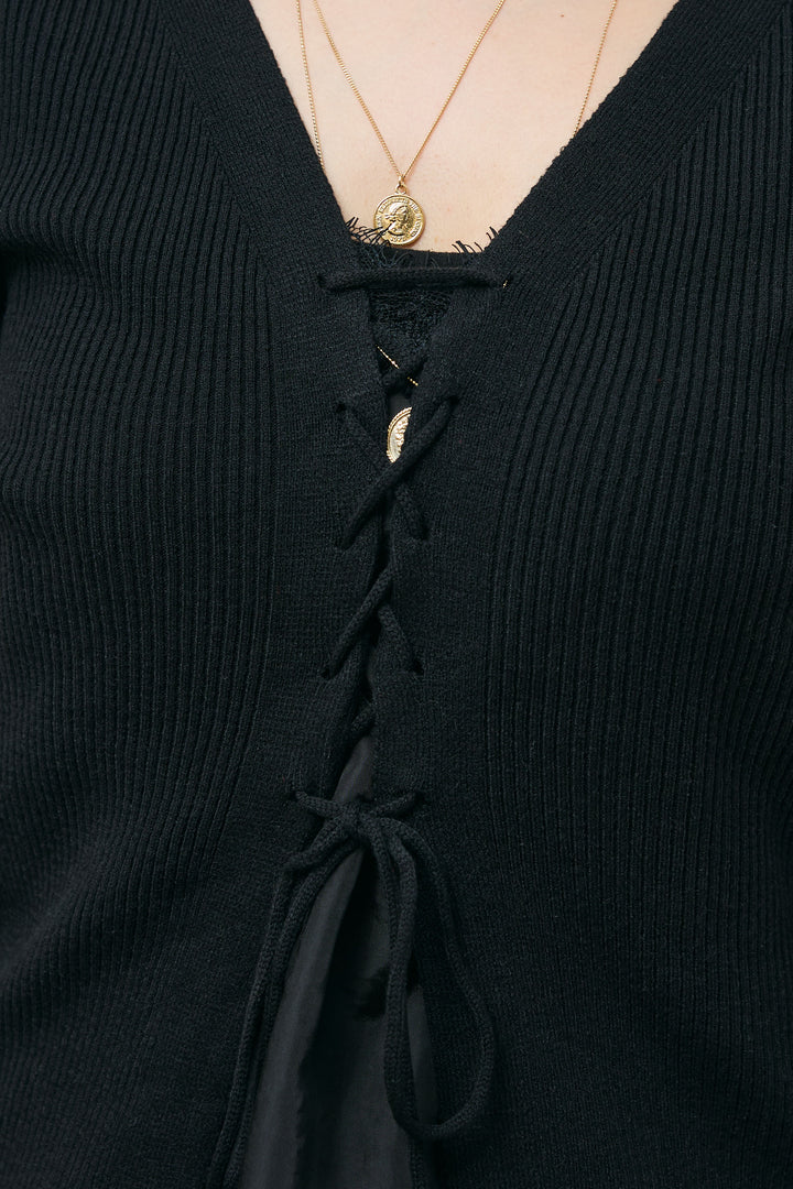 [予約]レースアップ2wayリブニット