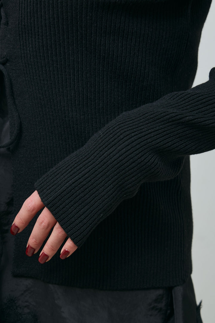 [予約/SET]レースアップ2wayリブニット+サテンレースキャミソール(2set)