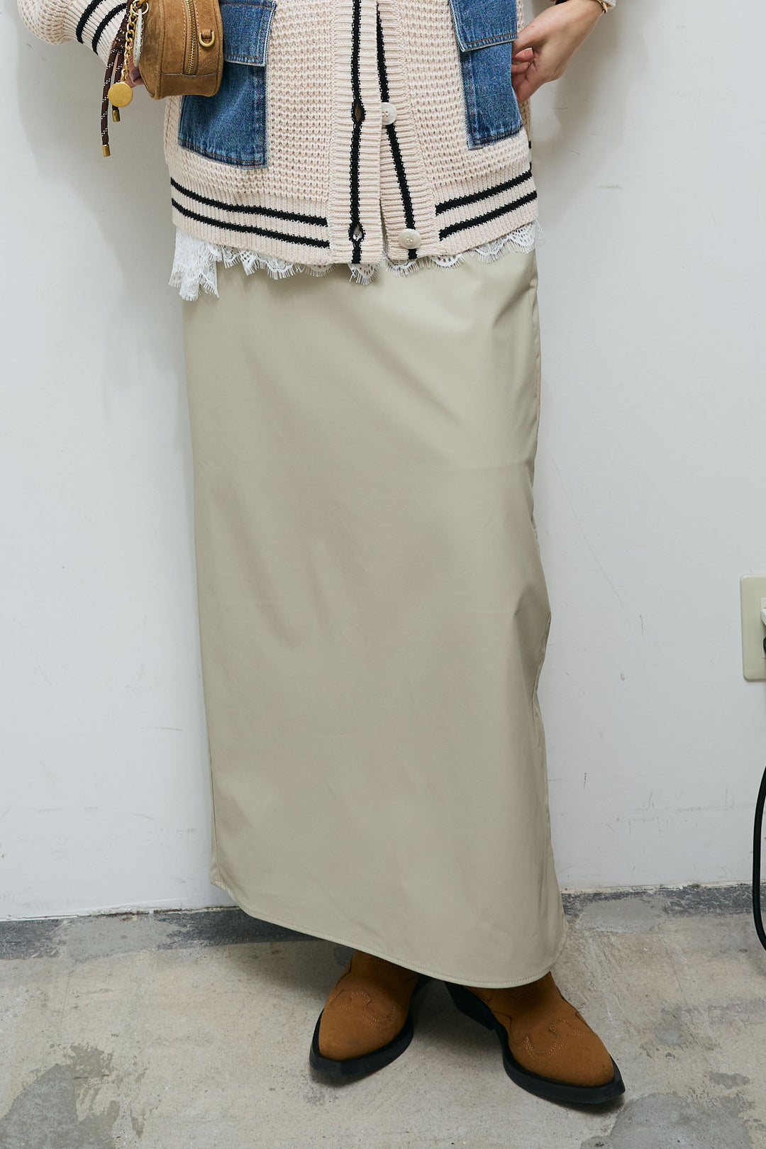 [予約]ウォッシャブルライトフェイクレザースカート