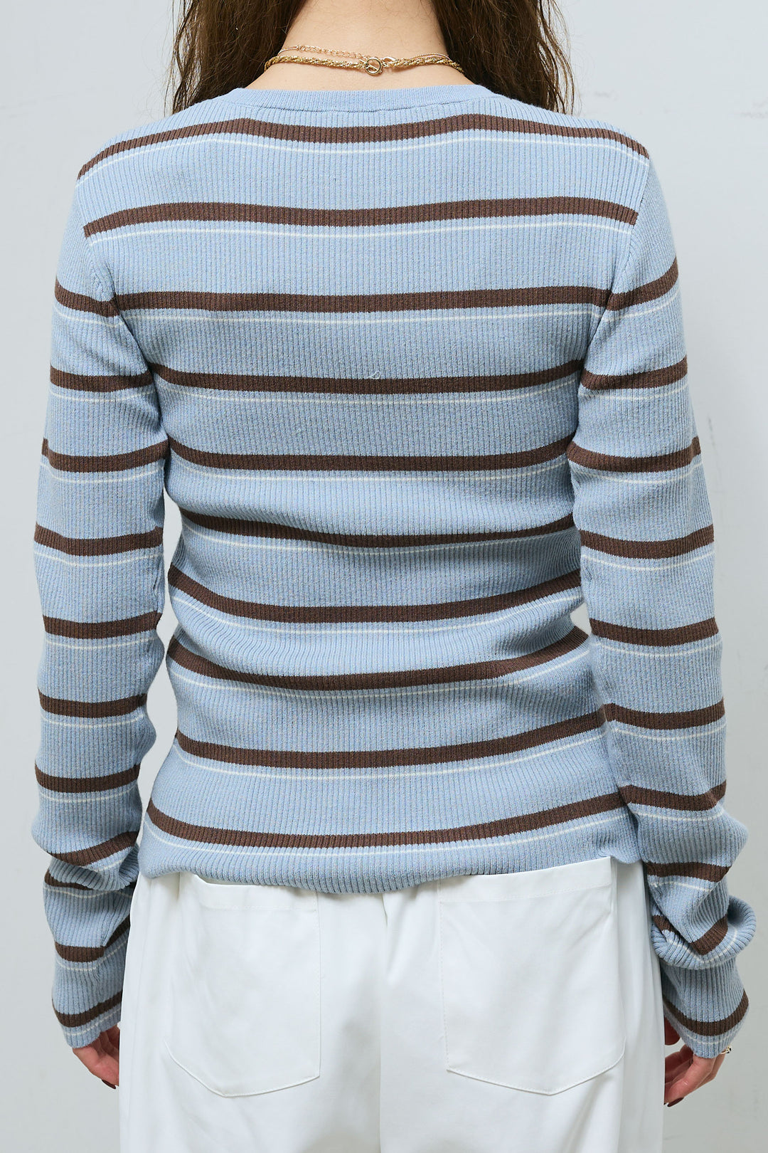 [予約]レーヨンナイロンボーダークルーネックプルオーバー