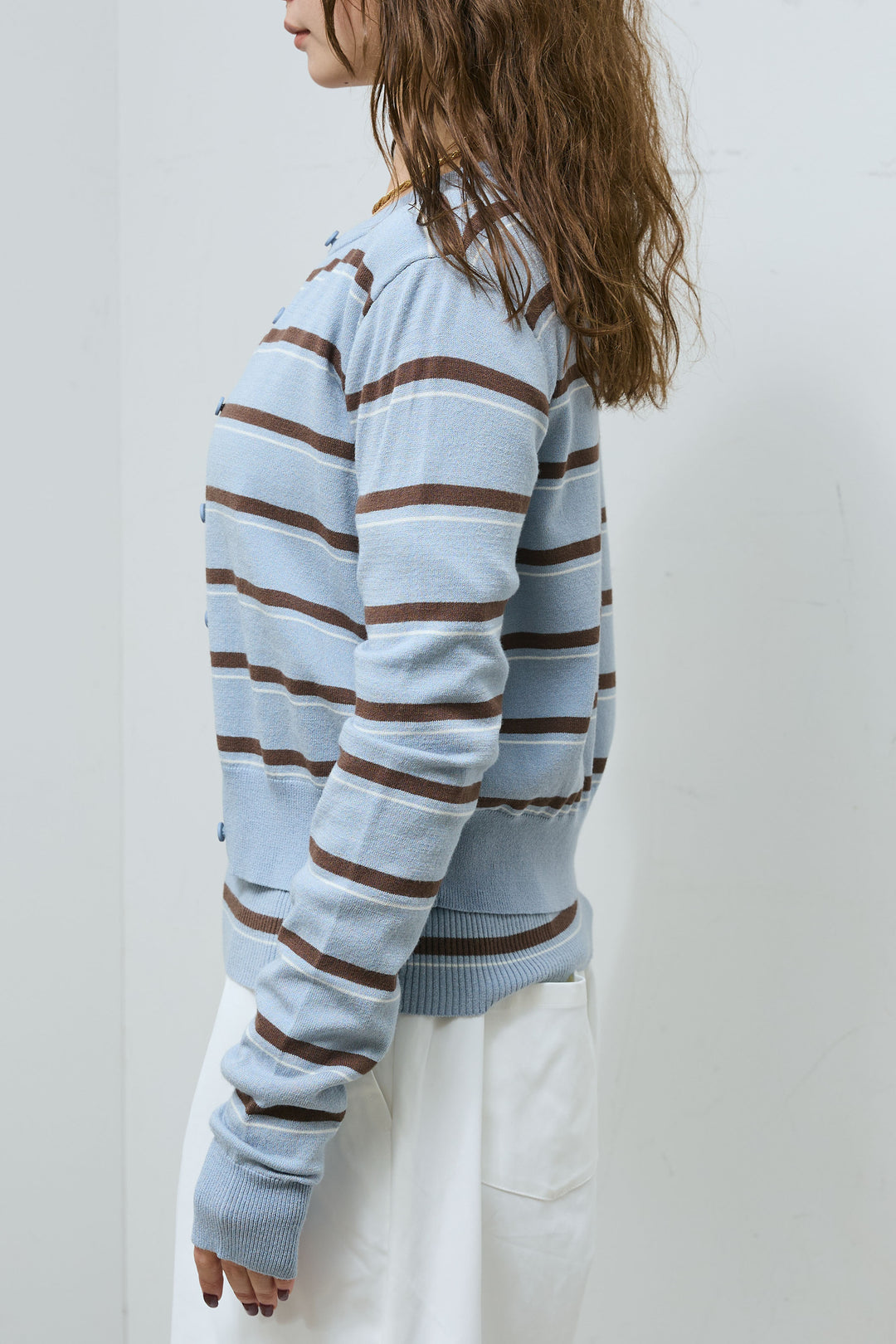 [予約]レーヨンナイロンボーダーカーディガン