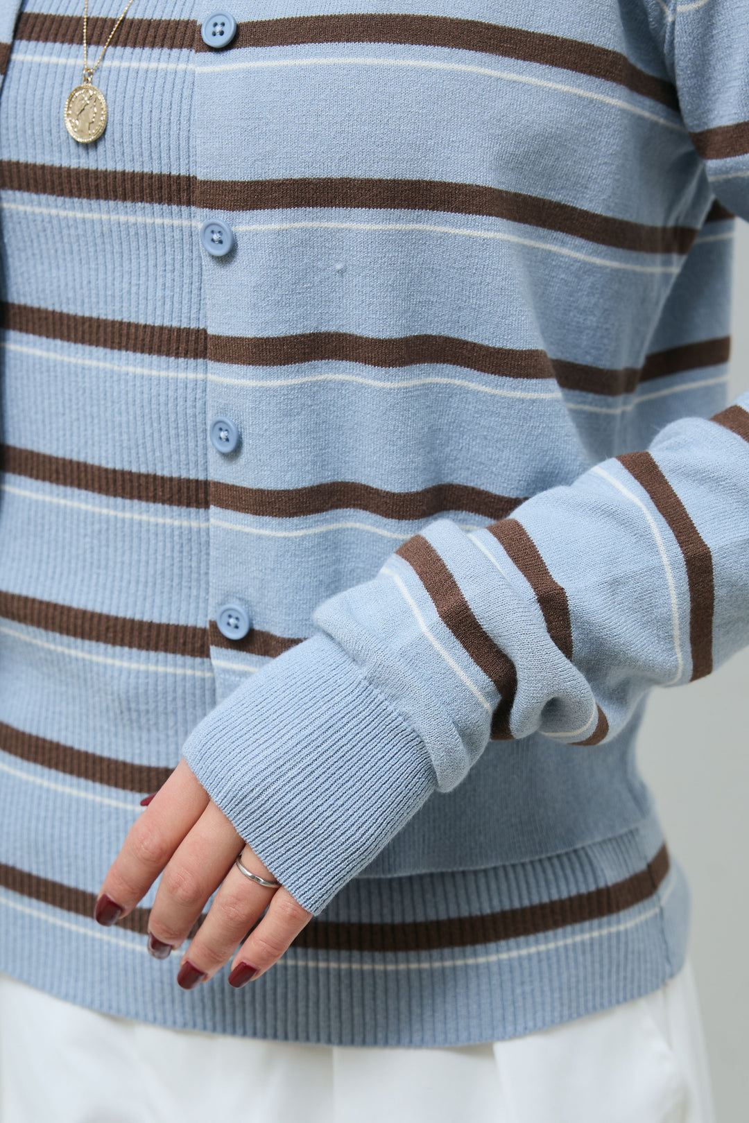 [予約]レーヨンナイロンボーダーカーディガン