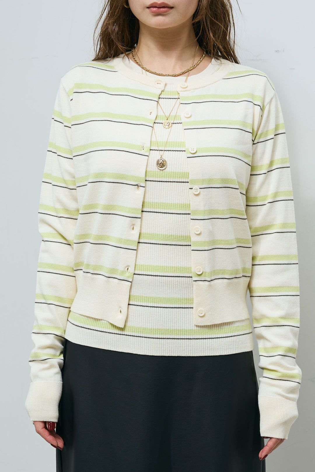 [予約]レーヨンナイロンボーダーカーディガン