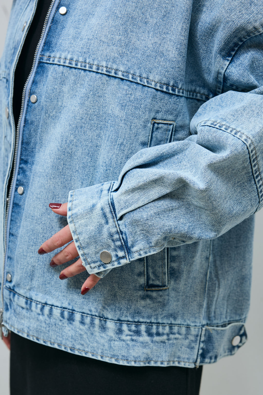 [予約]フェイクレザー2wayカラーデニムブルゾン