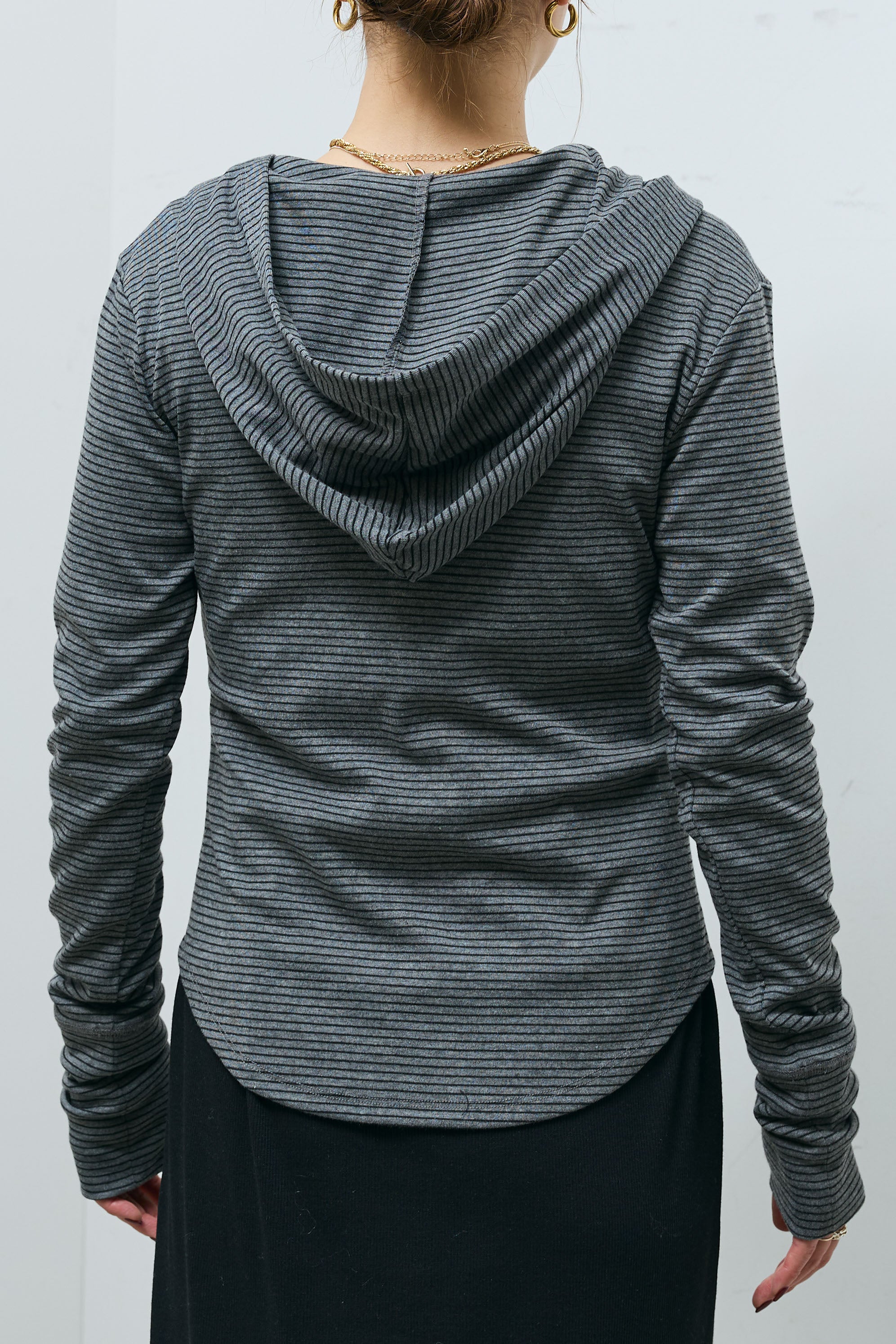 予約/SET]フェイクレザー2wayカラーデニムブルゾン+フライスボーダー