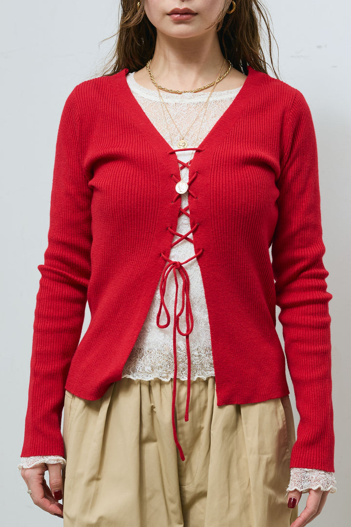 [予約]レースアップ2wayリブニット