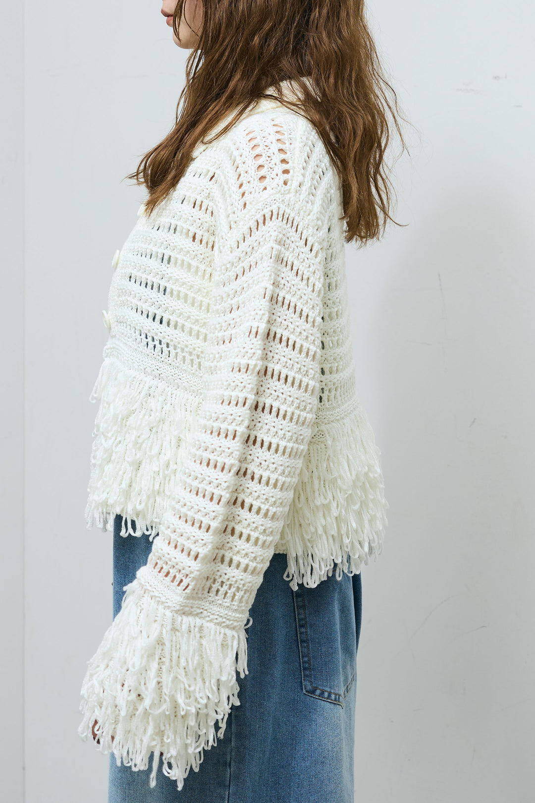 [予約]ループフリンジ襟付きカーディガン