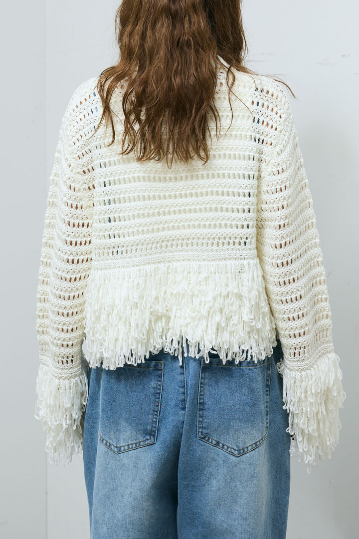 [予約]ループフリンジ襟付きカーディガン
