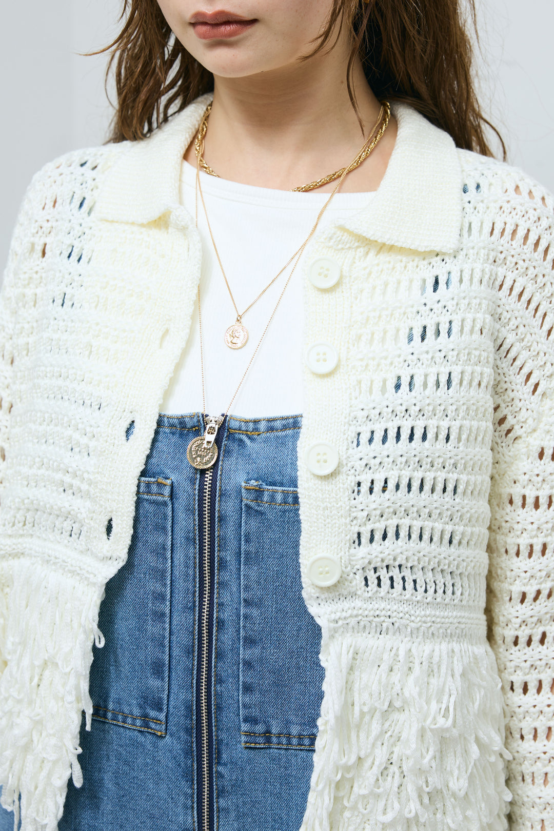 [予約]ループフリンジ襟付きカーディガン