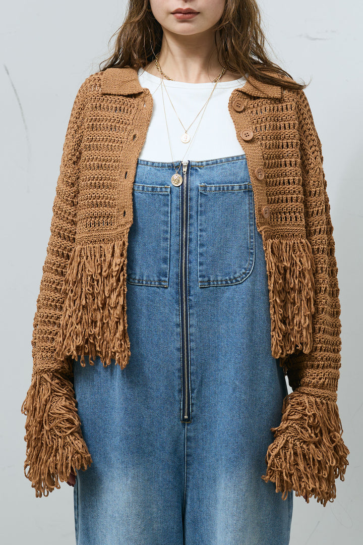 [予約]ループフリンジ襟付きカーディガン