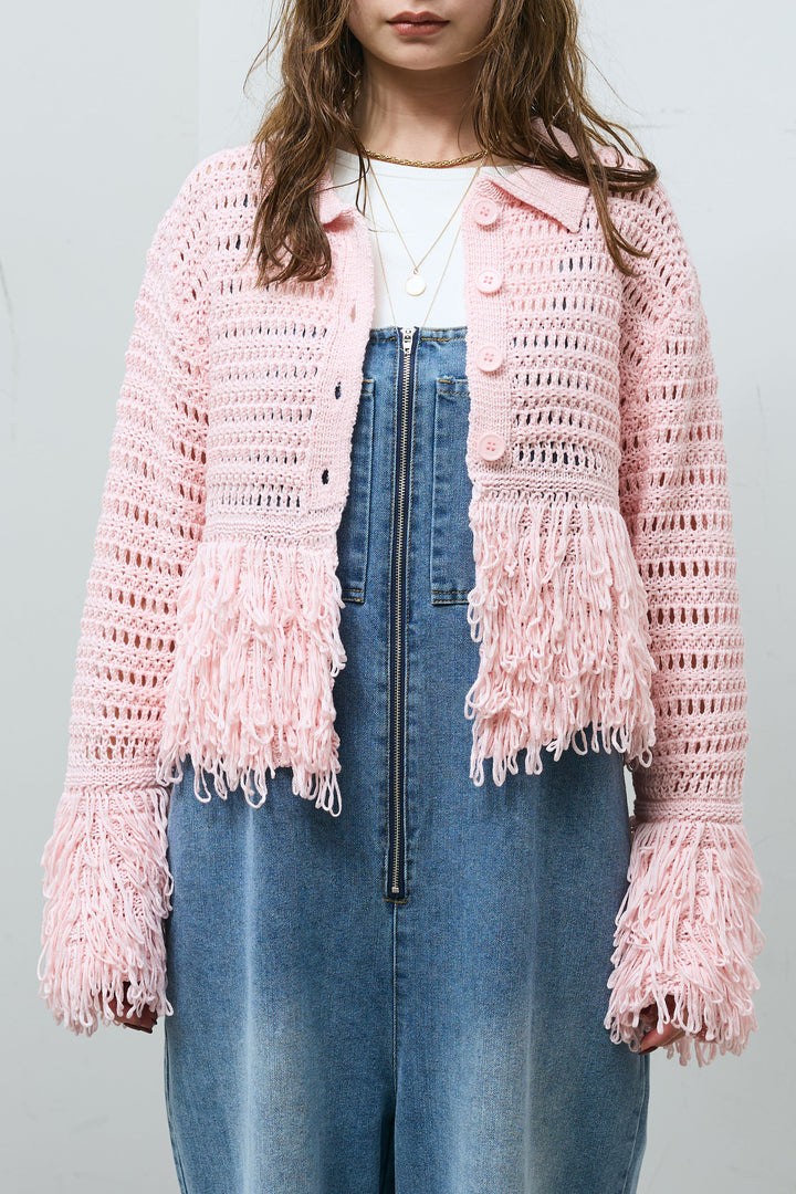 [予約]ループフリンジ襟付きカーディガン