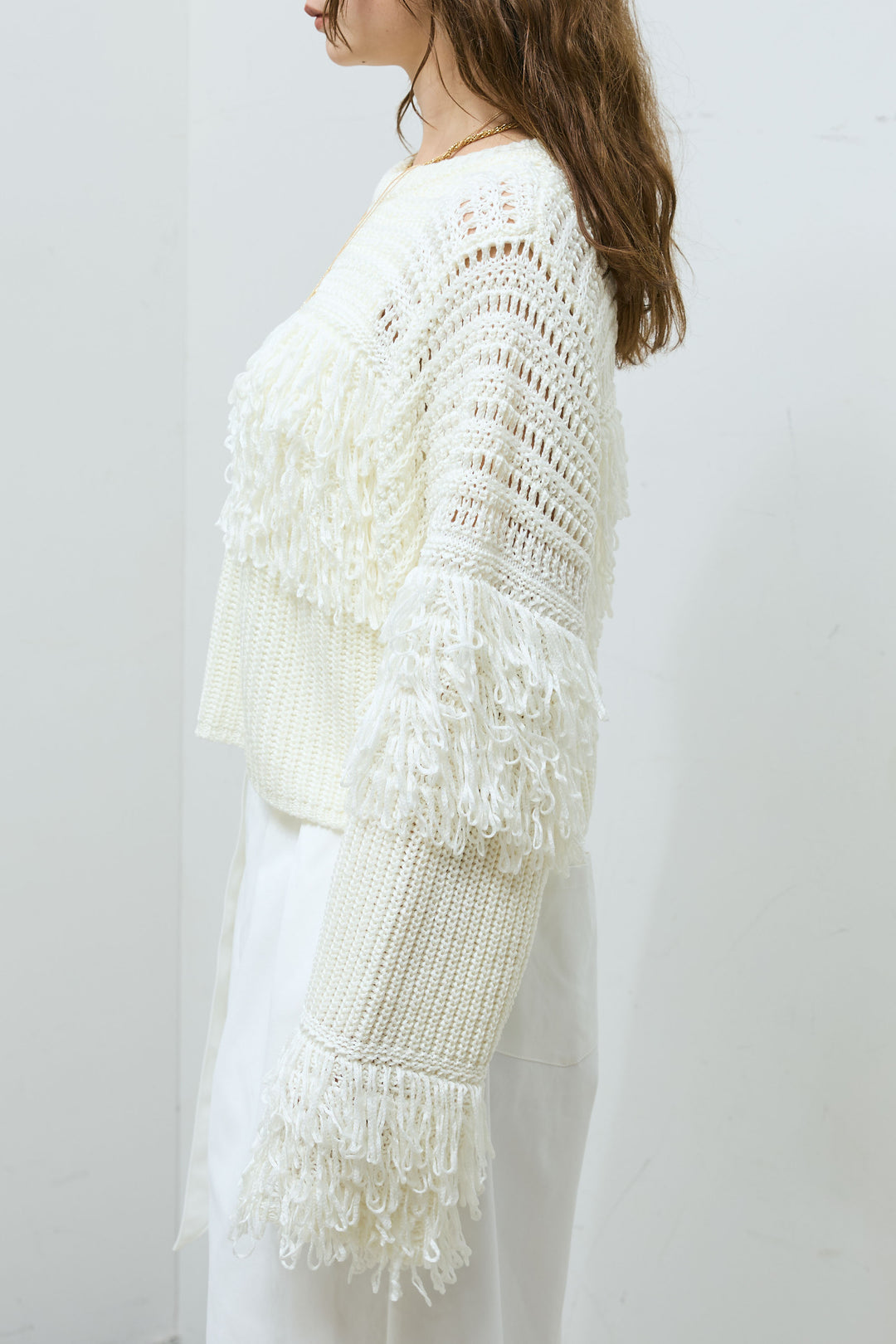 [予約]ループフリンジクルーネックニット