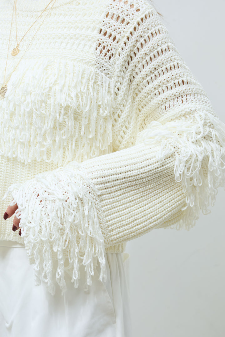 [予約]ループフリンジクルーネックニット