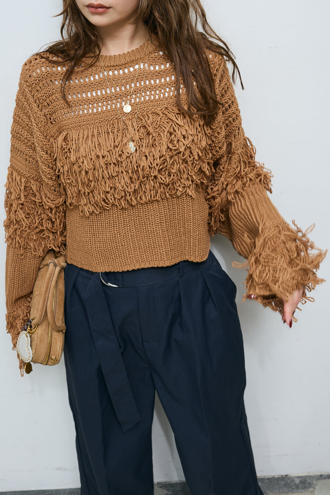 [予約]ループフリンジクルーネックニット