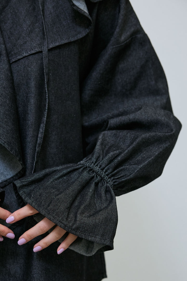 [予約]ラッフルフリルデニムブラウス