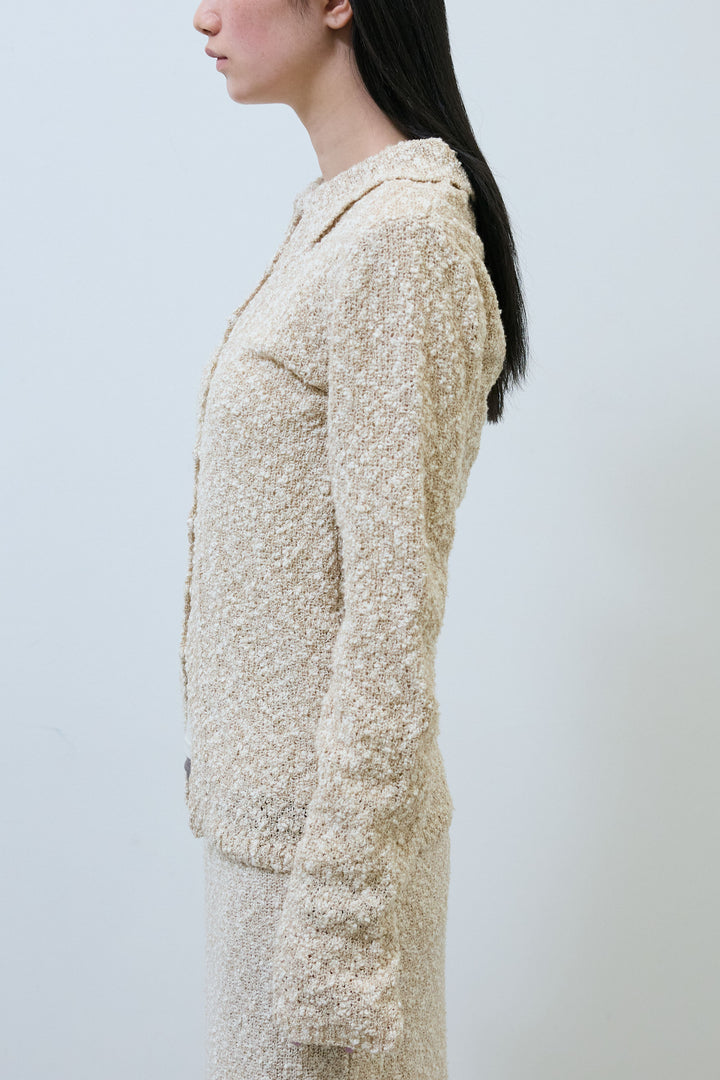 [予約]ツイード風MIXスラブポロカーデ