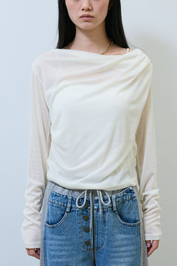 [予約]シアードレープカットソー