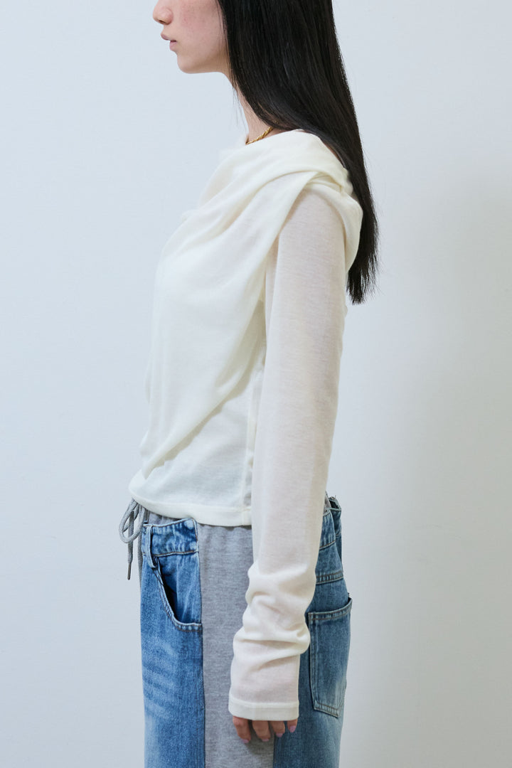 [予約]シアードレープカットソー