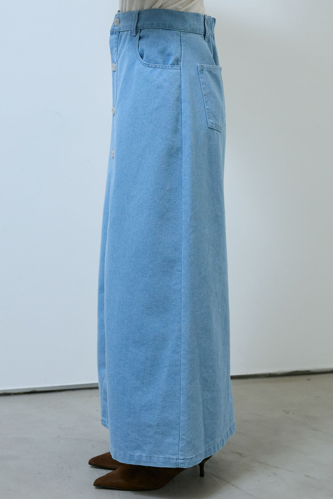 [予約]フロントボタンデニムスカート