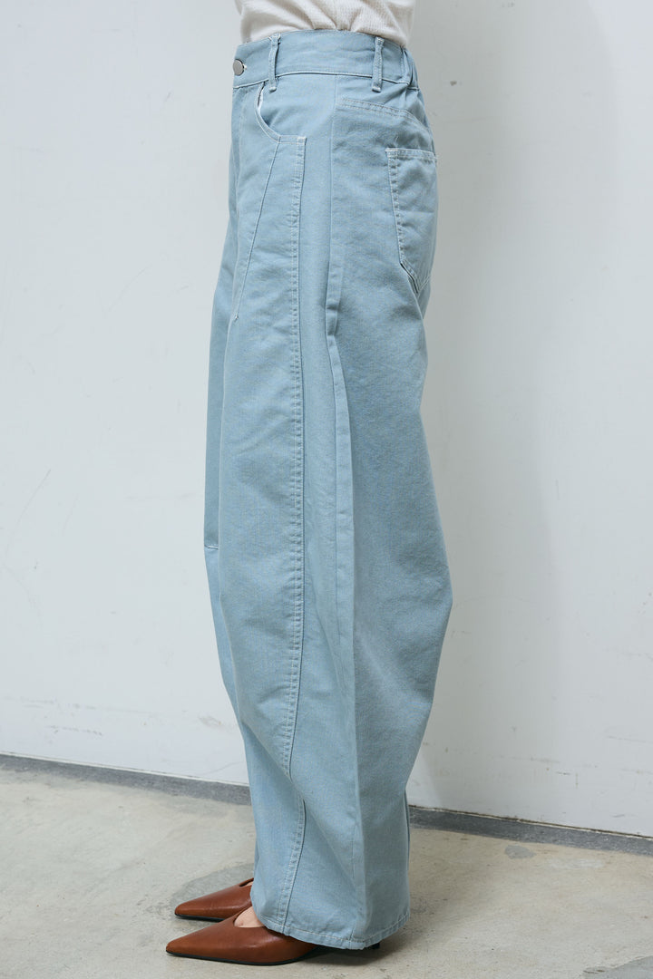 [予約/SET]BIGボタンクルーネック カーディガン+配色ステッチバレルレッグパンツ(2set)